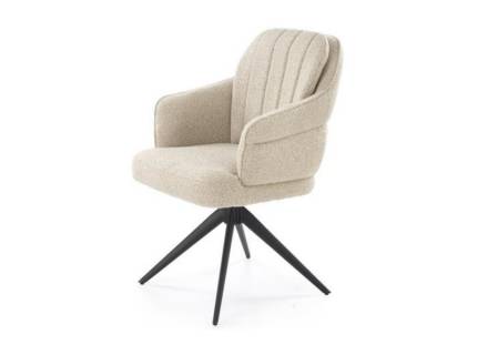 Scaun tapitat K570 rotativ, material buclat beige 61x70xH92cm, picioare negre