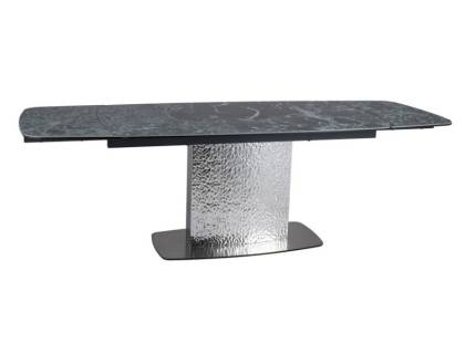 Masa extensibila MONCLER CERAMIC MARINE din ceramica cu efect de marmura italiana Verde Alpi, metal gri argintiu 160-240x90xH76cm