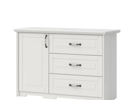 Comoda cu 1 usa si 3 sertare EVERGREEN 131x88x48cm ivory/ pin polar