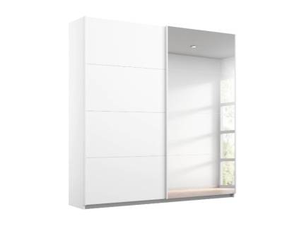 Dulap cu usi glisante MEMPHIS 181x210x62cm alb alpin/ oglinda, maner aluminiu