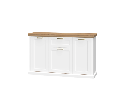 Comoda cu 3 usi si 1 sertar TARA WHITE 167x102x48cm alb/ Nuc Pacific