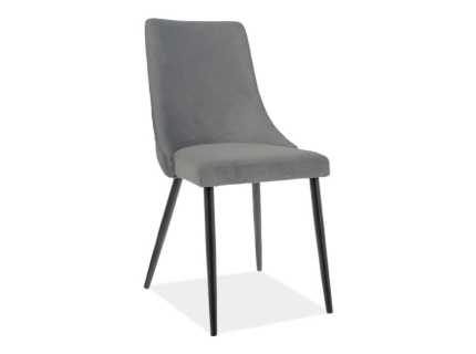 Scaun tapitat PIANO B MATT VELVET catifea mata grey 47x59xH93cm, picioare negre