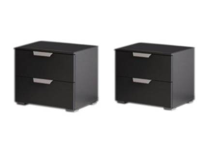 Set 2 noptiere cu 2 sertare ADITIO 47x43x42cm gri metalic