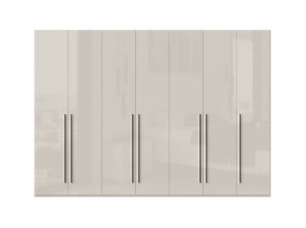 Dulap cu 7 usi cu balamale PIANO BEIGE 317x224x56cm bej lucios, maner crom