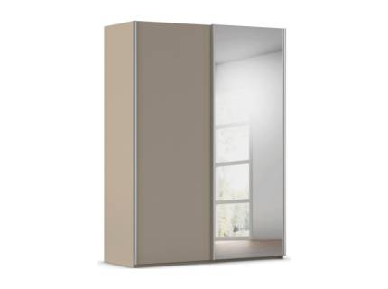 Dulap cu usi glisante TARO 162x223x69cm fango/ oglinda, maner aluminiu