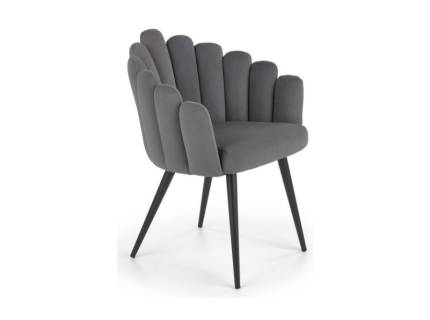 Scaun tapitat K410 elegant, catifea grey 65x62xH85cm, picioare negre
