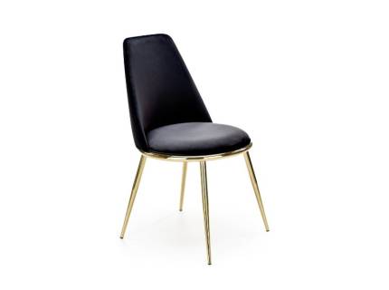 Scaun tapitat K460 luxury, catifea black 49x54xH84cm, picioare aurii