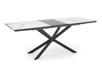 Masa extensibila DIESEL din MDF cu efect de marmura alba, metal negru 160-200x90xH76cm
