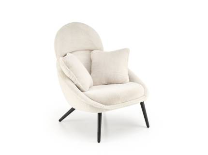 Fotoliu BEIGE MERRY material plusat crem, cu perne, confortabil, 80x90xH95cm