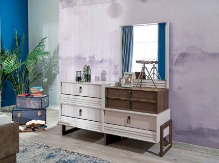 Comoda cu 5 sertare si oglinda MIRAGE premium cu design luxury