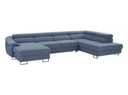 Coltar extensibil LAVOS U cu lada pentru depozitare, tetiere reglabile, personalizabil 223x346x172cm