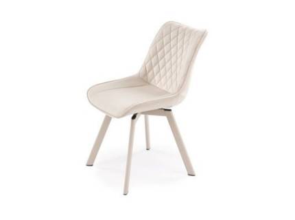 Scaun tapitat K520 rotativ, catifea cream 46x47xH80cm, picioare casmir