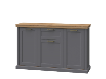 Comoda cu 3 usi si 1 sertar TARA GREY 167x102x48cm grafit/ Nuc Pacific