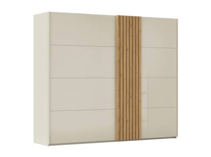 Dulap cu usi glisante TEGIO 262x223x69cm champagne mat/ sticla champagne - stejar Wild