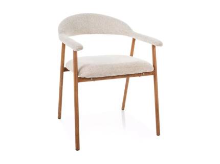 Scaun tapitat LAGOS D RAVEN material textil cream 57x61xH76cm, picioare nuanta lemnului stejar