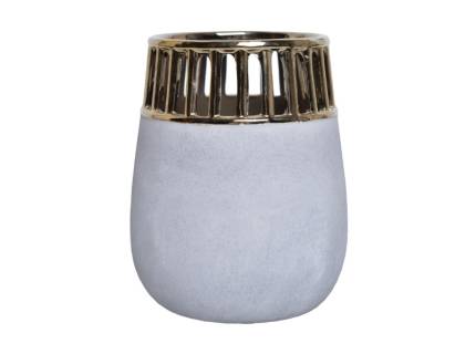 Vaza ceramica gri/ auriu M 18x18x22cm