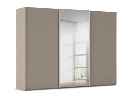 Dulap cu usi glisante TARO 301x223x69cm fango/ oglinda, maner aluminiu