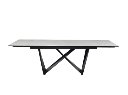 Masa extensibila CAVALLI II CERAMIC din ceramica cu efect de marmura alba, metal negru 160-240x90xH76cm