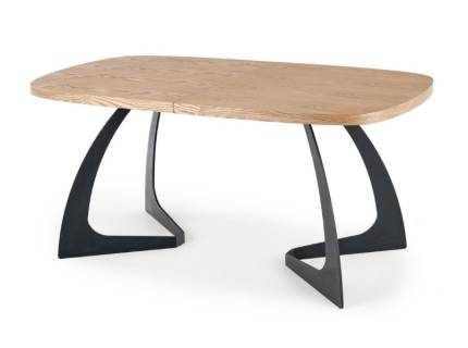 Masa extensibila VELDON din MDF si furnir natural stejar, metal negru 160-200x90xH75cm