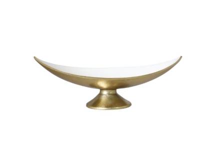 Platou mare alb/ auriu din metal