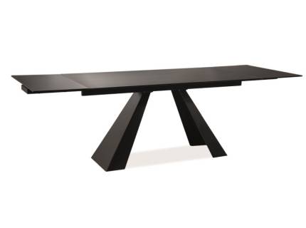 Masa extensibila SALVADORE din sticla securizata termorezistenta neagra, metal negru 160-240x90xH76cm