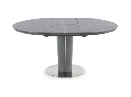 Masa extensibila RICARDO din sticla si MDF cu efect de marmura gri, metal gri inchis 120-160xH76cm