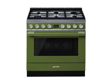 Masina de gatit mixta Smeg Portofino CPF9GPOG, 90 cm, verde, 6 arzatoare, pirolitic