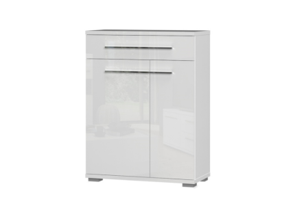 Pantofar cu 2 usi si 1 sertar PIANO WHITE 76x101x36cm alb lucios