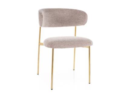 Scaun tapitat ELTON RAVEN minimalist, material textil beige 56x58xH80cm, picioare aurii