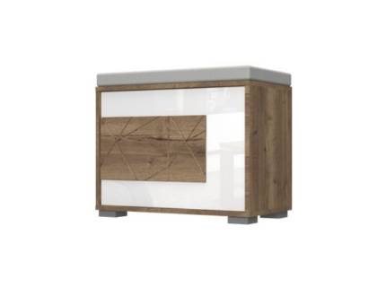 Banca cu 1 usa rabatabil STELA 63x48x36cm stejar tabac/ alb lucios