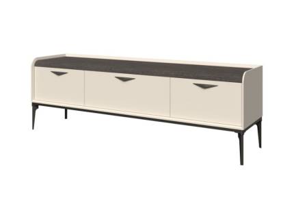 Comoda TV cu sertare SOFFY 201x66x50cm Pepper White/ Stejar Melinga