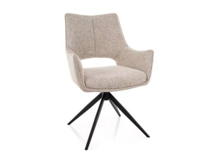 Scaun tapitat FINO II rotativ, functie de inclinare a spatarului, material textil light beige 56x60xH87cm, picioare negre 