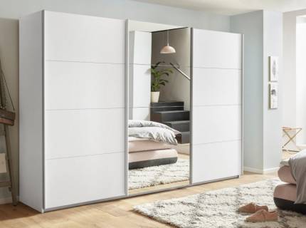 Dulap cu usi glisante KULMBACH 271x229x62cm alb alpin/oglinda configurabil