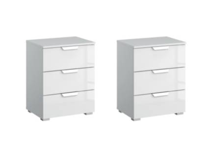 Set 2 noptiere cu 3 sertare ADITIO 47x62x42cm alb alpin/ alb lucios 
