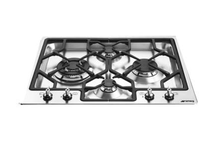 Plita incorporabila pe gaz Smeg Classic PGF64-4, 60 cm, inox, wok, fonta