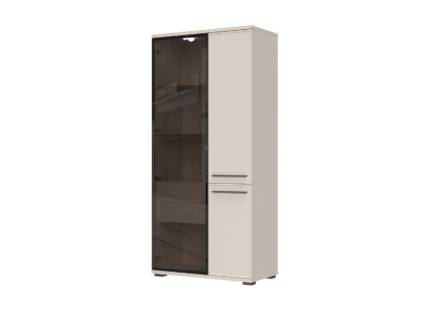 Vitrina inalta cu sticla OPERA 90x193x46cm casmir/ sticla fumurie, manere si picioare Cortado Brown 