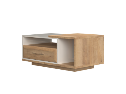 Masuta cu 1 sertar pentru depozitare GALA 117x60x47cm bej lucios/ nuc Pacific