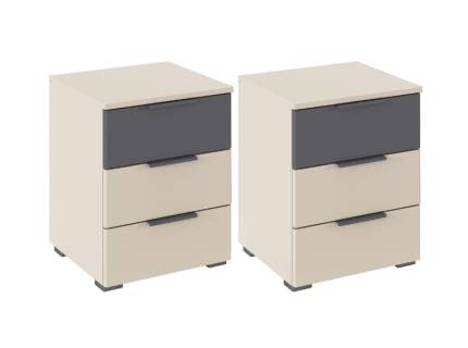 Set 2 noptiere SAJO champagne/ gri metalic 40x52x40cm