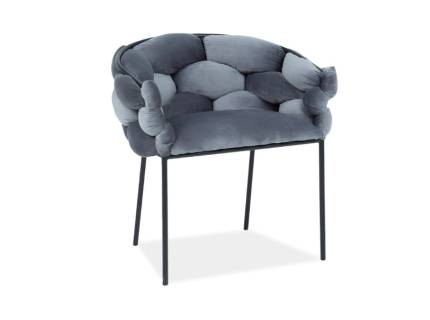 Scaun tapitat NORTE VELVET elegant, catifea grey 76x62xH75cm, cadru si picioare negre