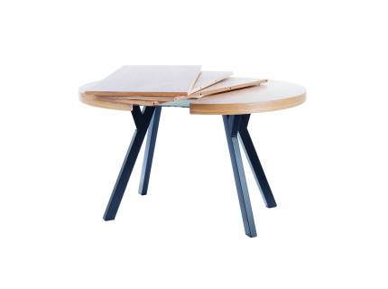 Masa extensibila DOMINGO din furnir natural stejar, metal negru 100-250xH76cm