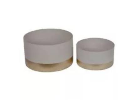 Set 2 ghivece pentru iarba metal auriu 23x12/30x17cm