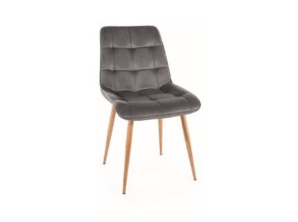 Scaun tapitat CHIC D VELVET catifea grey 50x58xH88cm, picioare nuanta lemnului