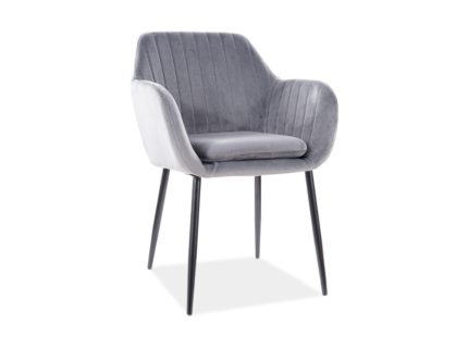 Scaun tapitat WENUS VELVET catifea grey 57x58xH82cm, picioare negre