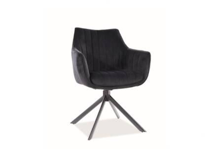 Scaun tapitat AZALIA VELVET rotativ, catifea black 61x58xH86cm, picioare negre