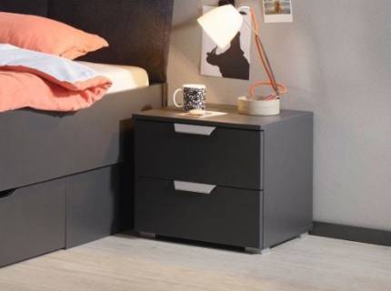 Noptiera cu 2 sertare ADITIO 40x42x42cm gri metalic 