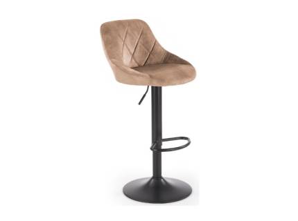 Scaun tapitat pentru bar H101 reglabil pe inaltime, catifea beige 47x45xH84-106cm, picior negru