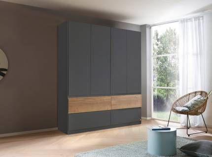 Dulap cu 4 usi cu balamale si 4 sertare WINNIPEG 181x210x56cm gri metalic/ halifax