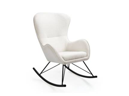 Fotoliu LIBERTO 3 cu functie de balansare, material textil-plusat alb, picioare negre 72x100xH106cm