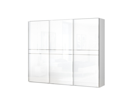 Dulap cu usi glisante PIANO WHITE 272x224x61cm alb lucios, manere crom