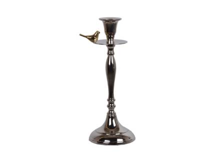 Sfesnic metal argintiu cu pasare 10.5x10.5x27.5cm